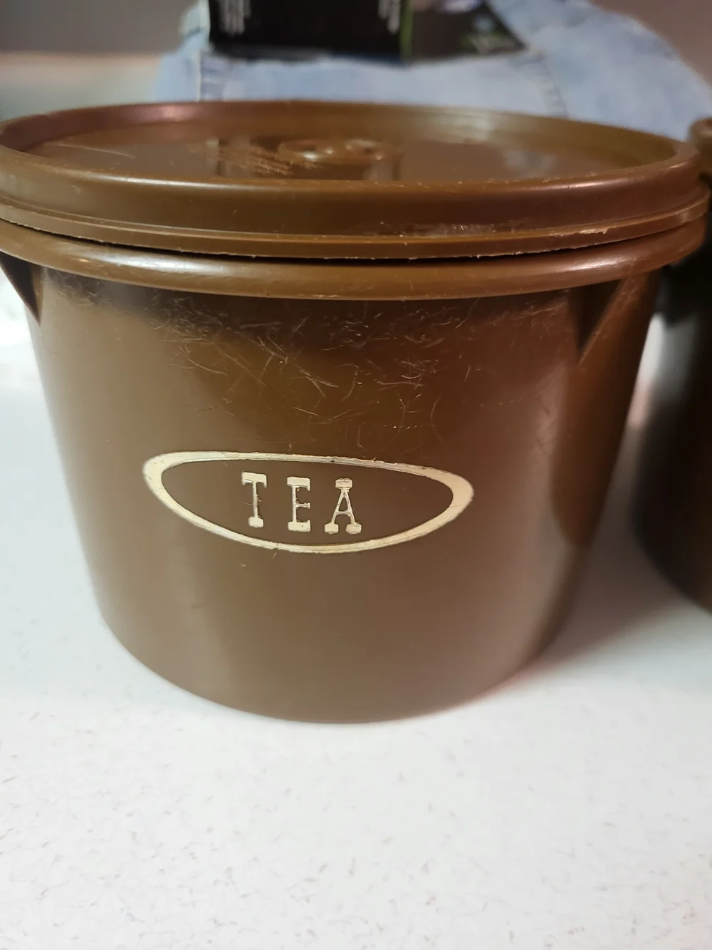 Vintage Tupperware Brown Coffee & Tea Container Set with Brown Lids